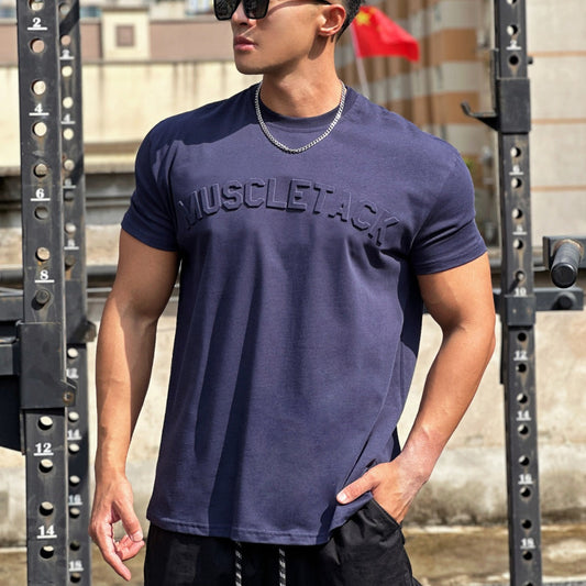 Men's sports loose cotton workout short sleeve T-shirt in multiple colors