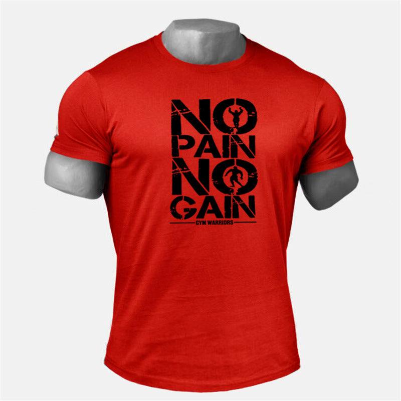 Men's workout short sleeve cotton T-shirt with round neck and letter pattern in multiple colors