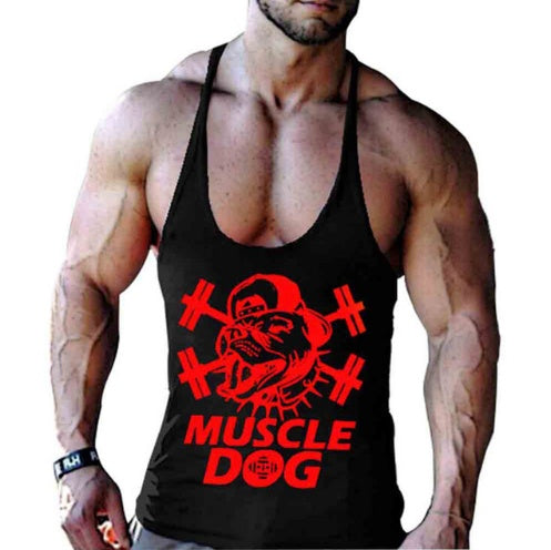 Men’s Fitness Tank Top – Cartoon Dog Muscle Workout Shirt