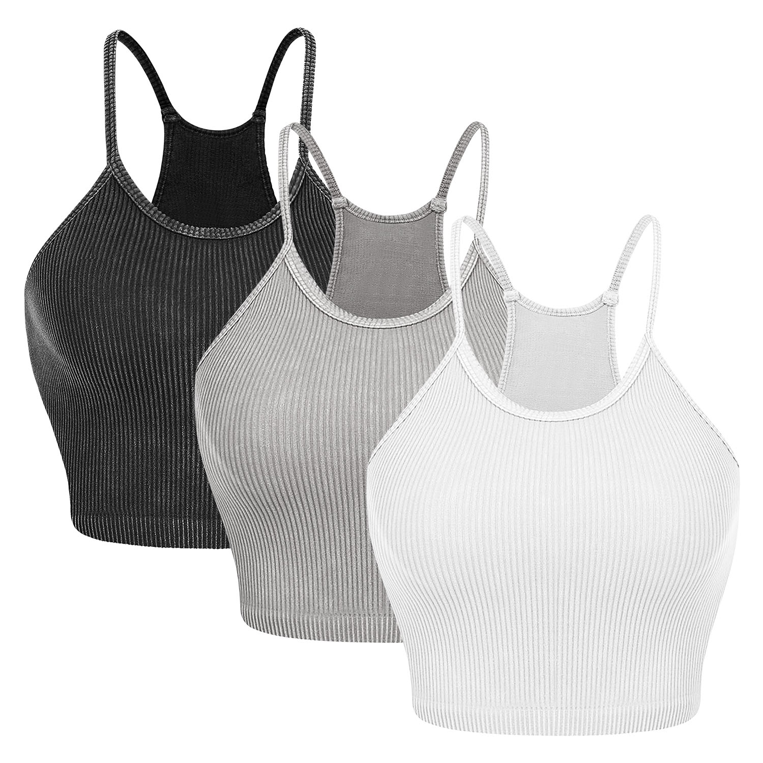 Women’s Summer Ribbed Knit Crop Tank Tops – 3‑Pack, Stretchy & Machine‑Washable