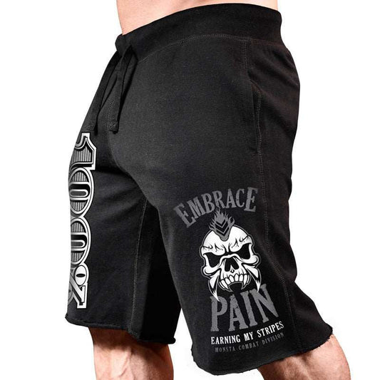 Men's sports leisure running workout printed cotton shorts on model outdoors
