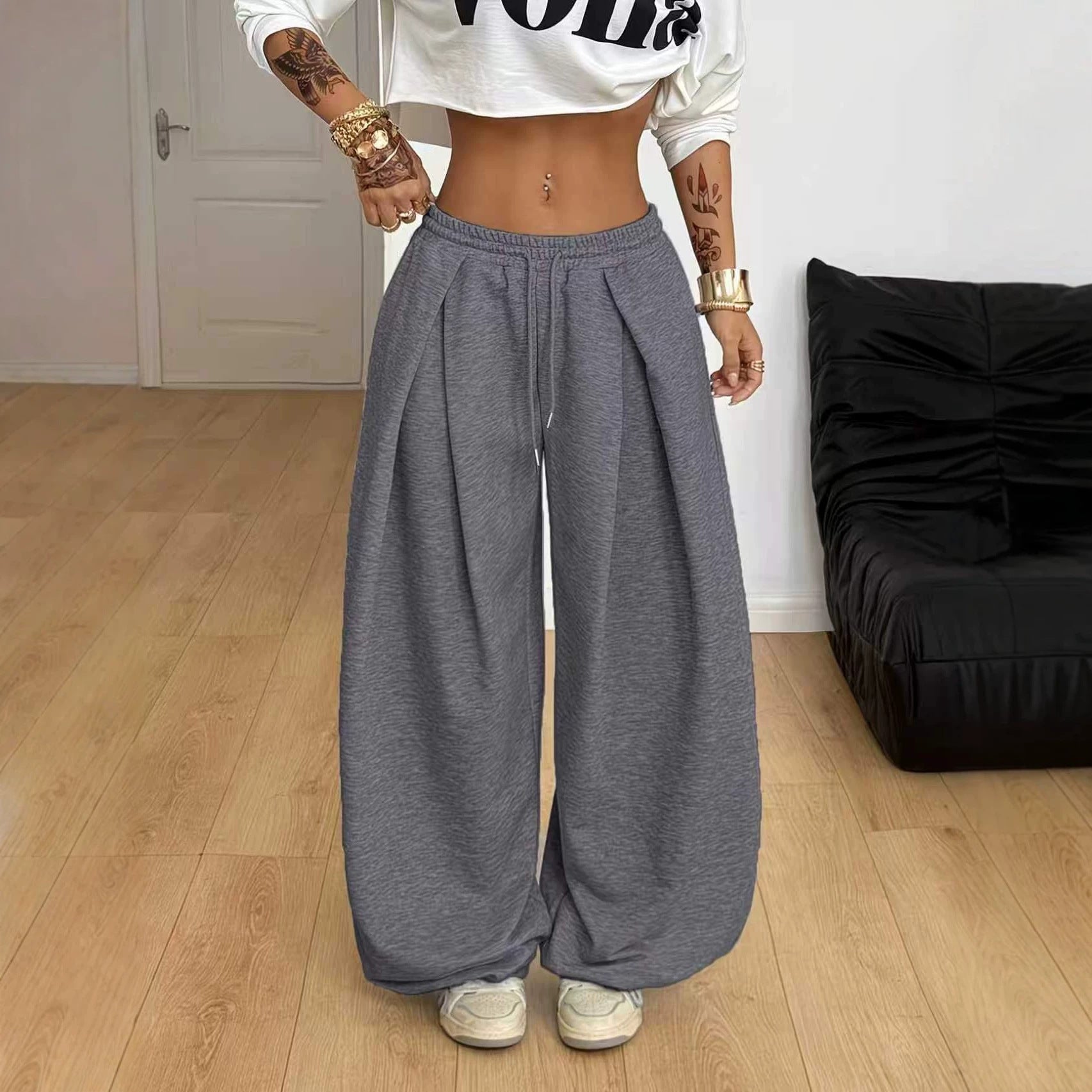 Women's pleated wide-leg sweatpants, photo 7