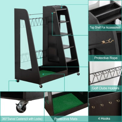 Heritage Wood Golf Bag Organizer – Premium 2-Bag Storage Rack