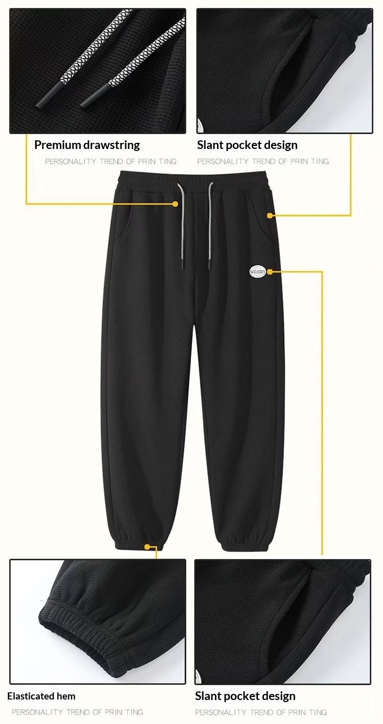 Men's fleece-lined waffle-knit joggers, product detail 3