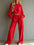 Womens casual short hooded sweatshirt and wide-leg pants set in light yellow polyester fabric