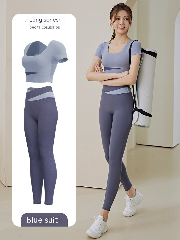 Women's One-piece Chest Pad Top Pants Workout Clothes Suit