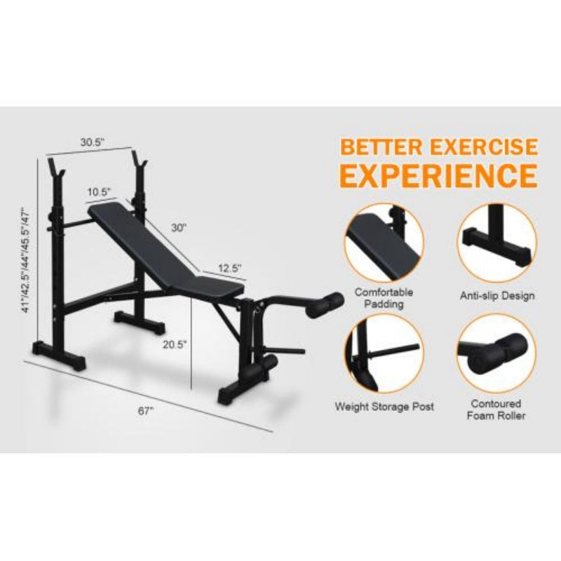 Olympic Weight Bench with Squat Rack – Home Gym Trainer