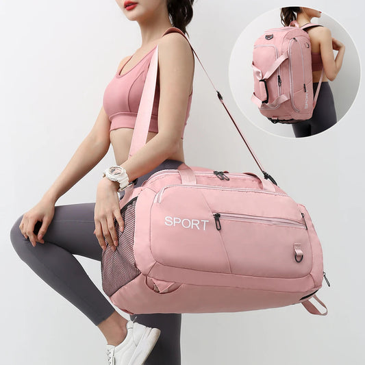 Luggage bags for women waterproof Oxford fitness gym shoulder bag with shoe compartment and multiple pockets in light green color