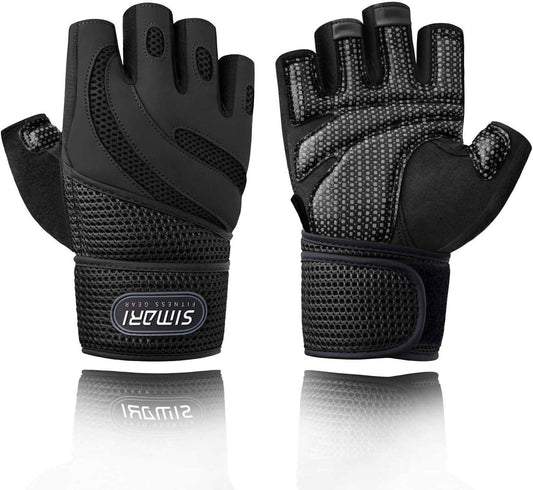 Side view of short finger gloves with adjustable wrist strap