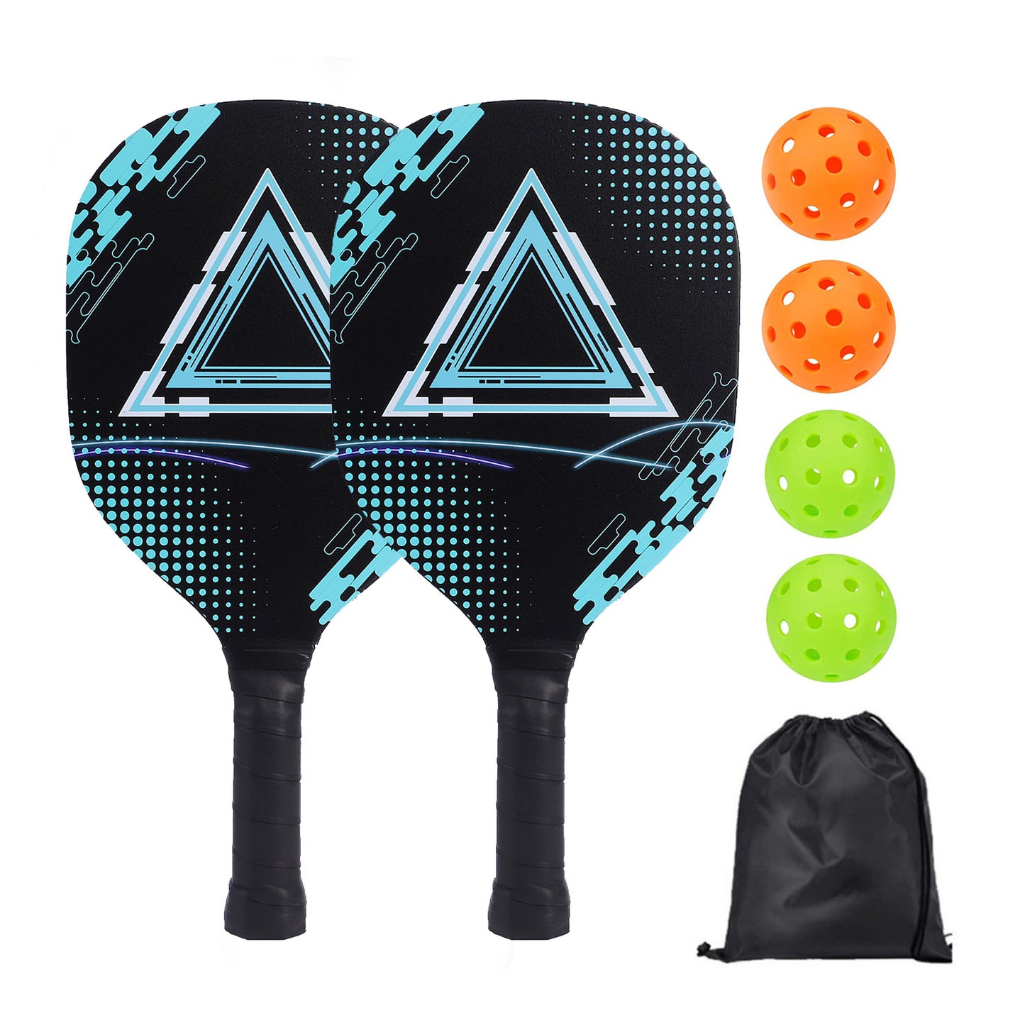 Poplar Wood Pickleball Paddle Set with UV Printing – Durable Paddles + Balls + Bag