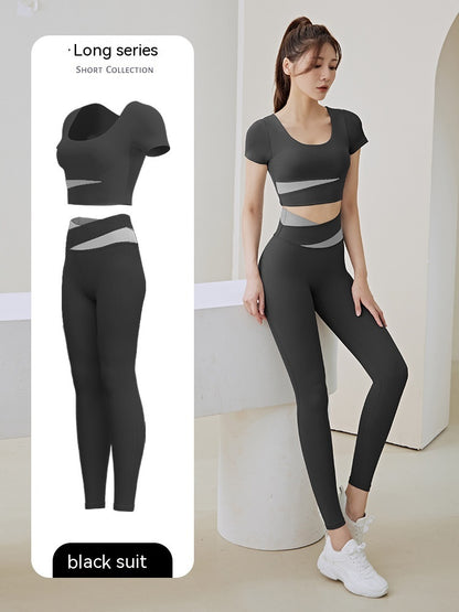Women's One-piece Chest Pad Top Pants Workout Clothes Suit