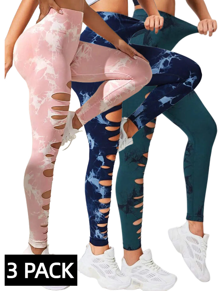 3‑Pack Butt‑Lifting Yoga Leggings – Hollow‑Out Tummy Control Athletic Pants