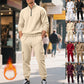 Fleece-lined Thermal Zip-up Men's Athletic Pants Set