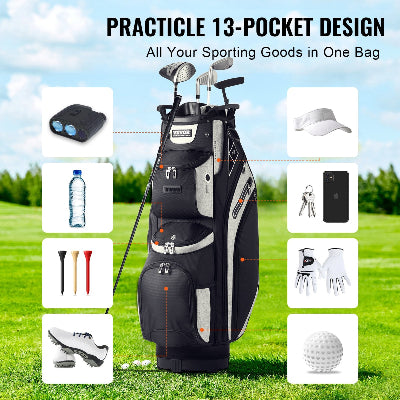 Elite Series 14-Way Golf Cart Bag – Stealth Black Color-Block