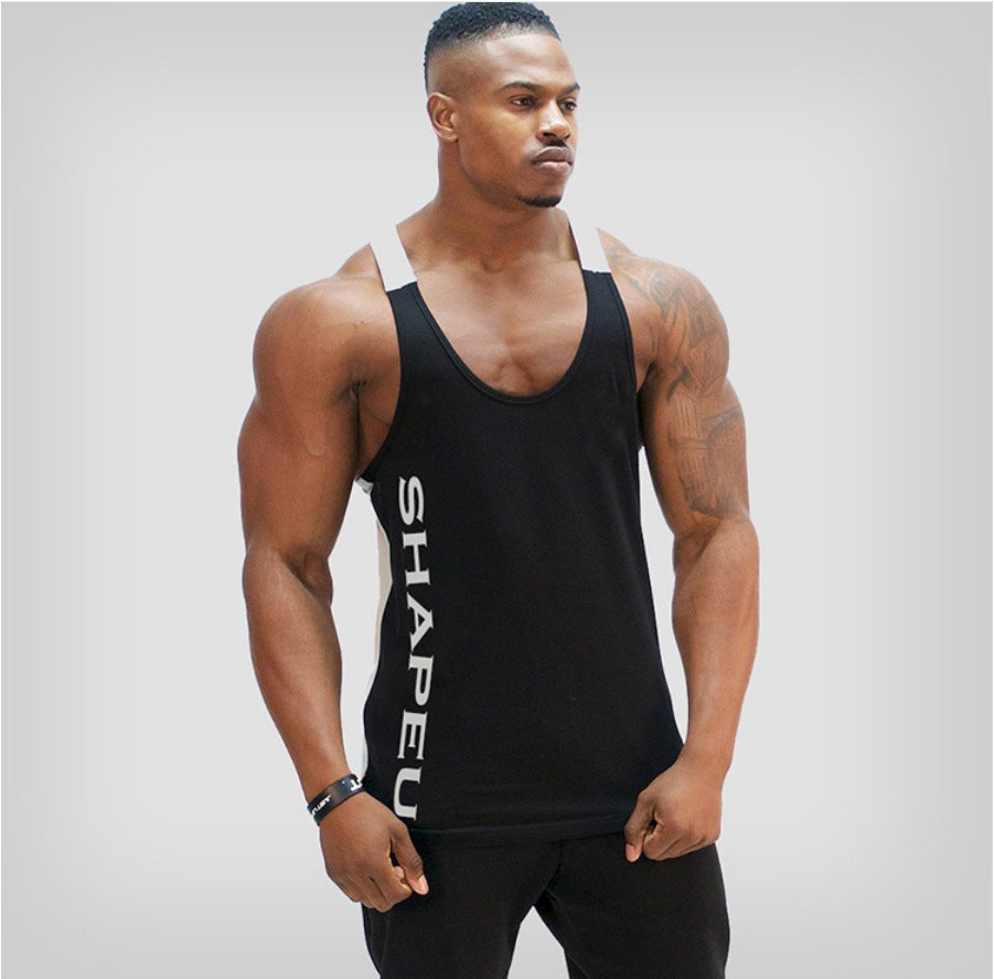 Men’s Sports Tank – Breathable U‑Neck Contrast Training Wear