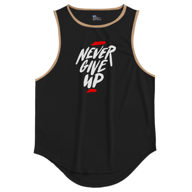 Men's summer workout vest with letter pattern in multiple colors and sizes, sports style acetate fiber fabric