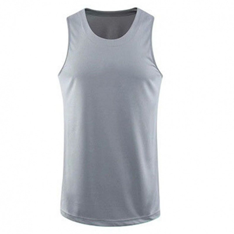 Men's breathable ice silk sports vest sleeveless workout t-shirt in black