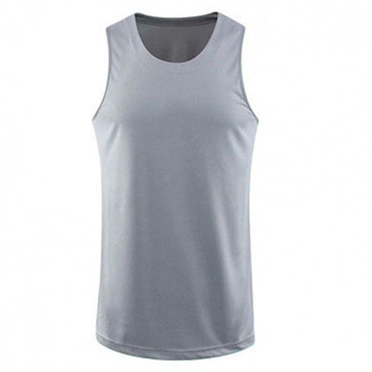Men's breathable ice silk sports vest sleeveless workout t-shirt in black