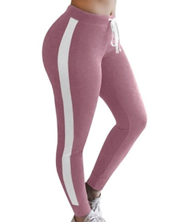 Women's Color-Block Fashion Sport Leggings in Pink – Side Stripe Athletic Fit | GearrUp
