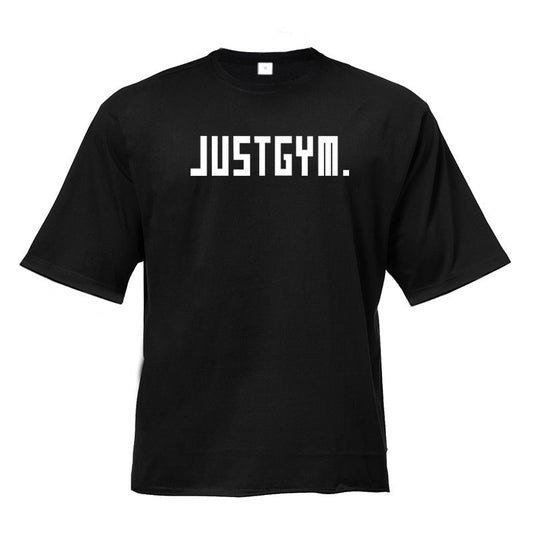 Muscle men's loose white cotton short sleeve workout T-shirt with letters pattern