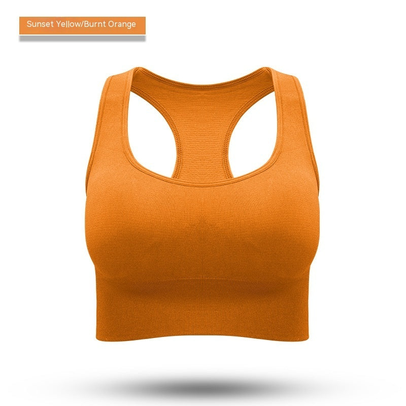 Close-up of sunset yellow sports yoga workout bra design