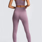 Dark Brown Solid Color Sports Bra and High Waist Leggings Active Set