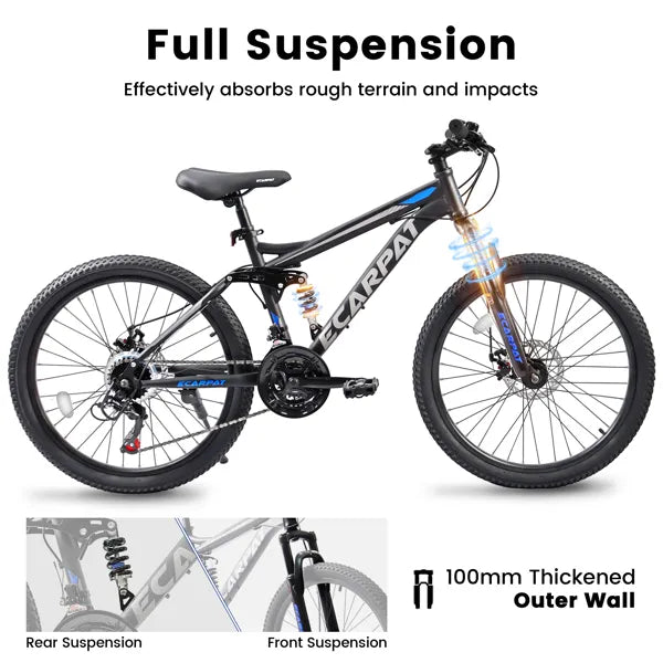 27.5" Adult Mountain Bike: Full Suspension & 21 Speeds
