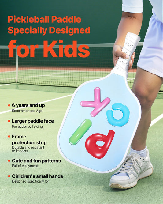 Kids Pickleball Paddle – Lightweight Youth Fiberglass Paddle with Small Grip & Cute Pattern (Child Size for Boys & Girls)