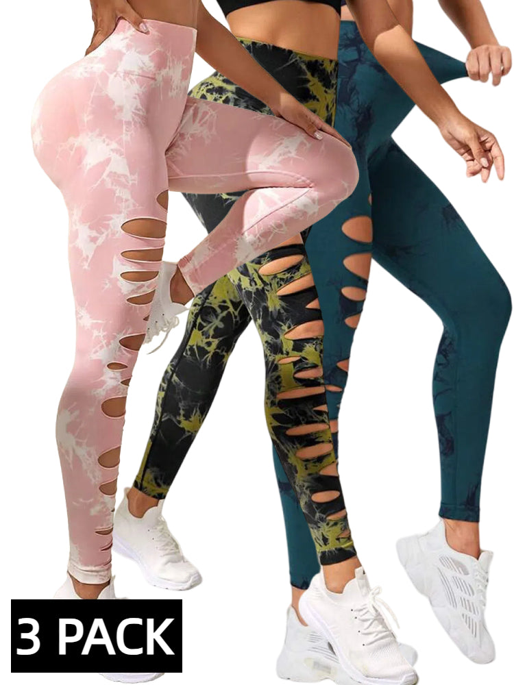 3‑Pack Butt‑Lifting Yoga Leggings – Hollow‑Out Tummy Control Athletic Pants