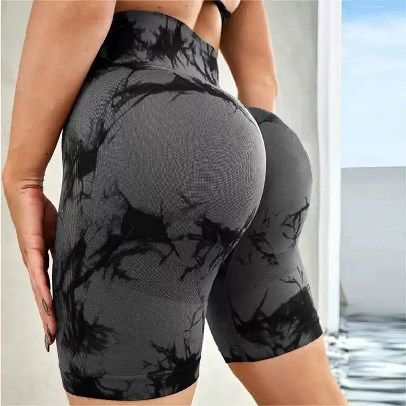 Prism Flow Tie-Dye Yoga Shorts – High-Stretch Lycra Performa