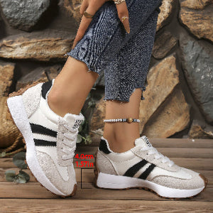 Urban Cloud: Women’s Striped Platform Sneakers – Breathable Everyday Walkers