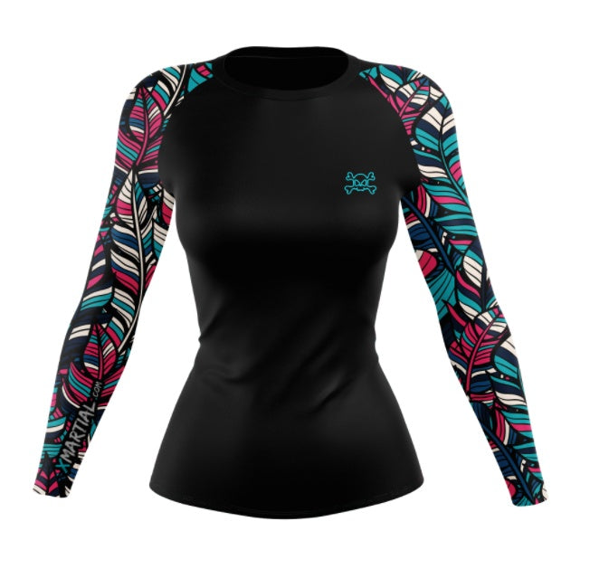 Boho-Motion Series: Women’s Athletic Compression Top – Leaf Print Edition