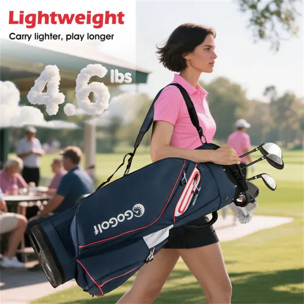 Golf Cart Bag with 14‑Way Top and Cooler Pocket – Navy/Red