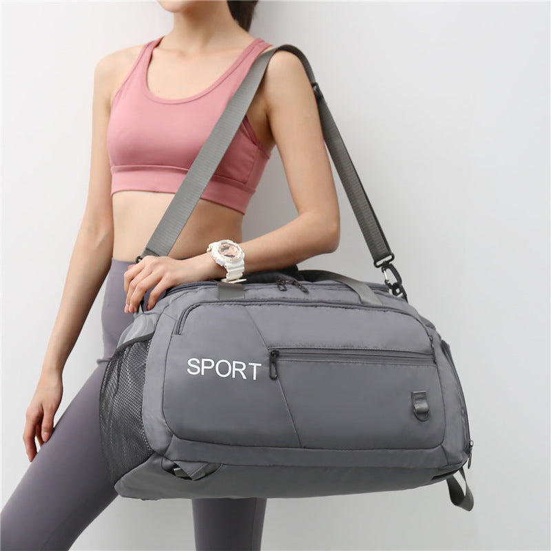 Light green waterproof Oxford fitness gym shoulder bag with large capacity and shoe compartment for women luggage bags
