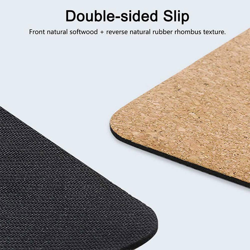 Cork Rubber Yoga Mat – Body Alignment Lines, Thick & Sweatproof