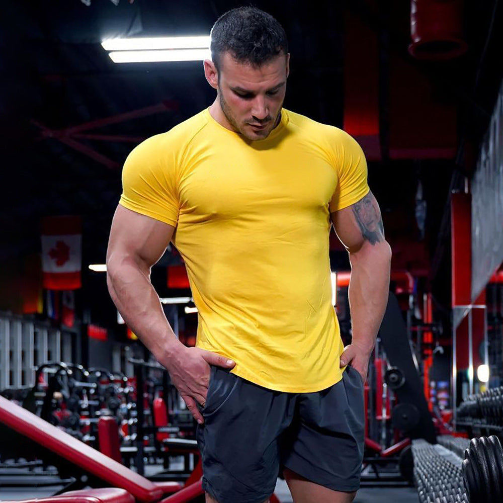 Men's sports and leisure running fitness workout T-shirt in various colors and sizes
