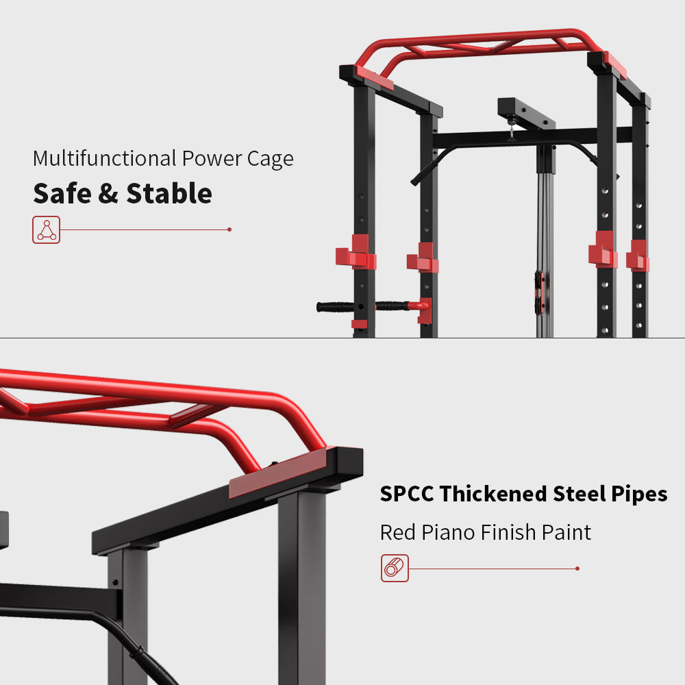 Multi-functional Power Cage Home Adjustable Pullup Squat Rack Capacity Comprehensive Fitness Barbell Rack