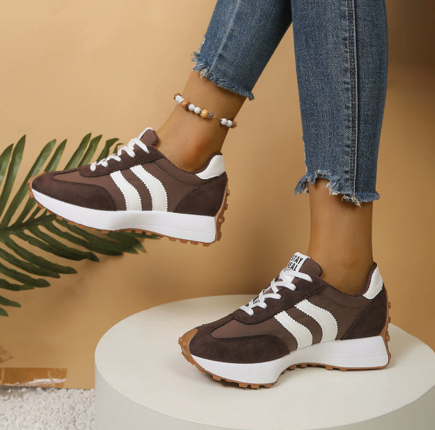 Urban Cloud: Women’s Striped Platform Sneakers – Breathable Everyday Walkers