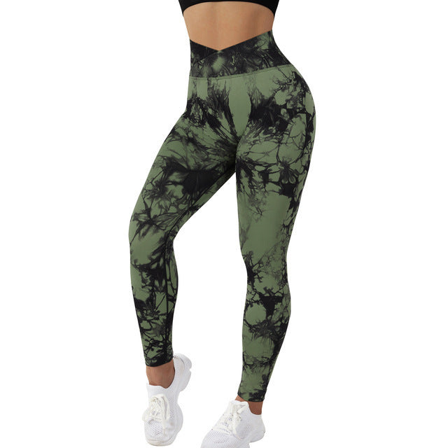 Women’s Seamless Yoga Leggings – Tie‑Dye Push Up Fit