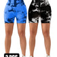 2 Pack 3-ROW HOOK Seamless Sexy Tie Dye Shorts Scrunch Butt Lifting Tummy Control High Waist Quick Drying Sports Yoga Shorts