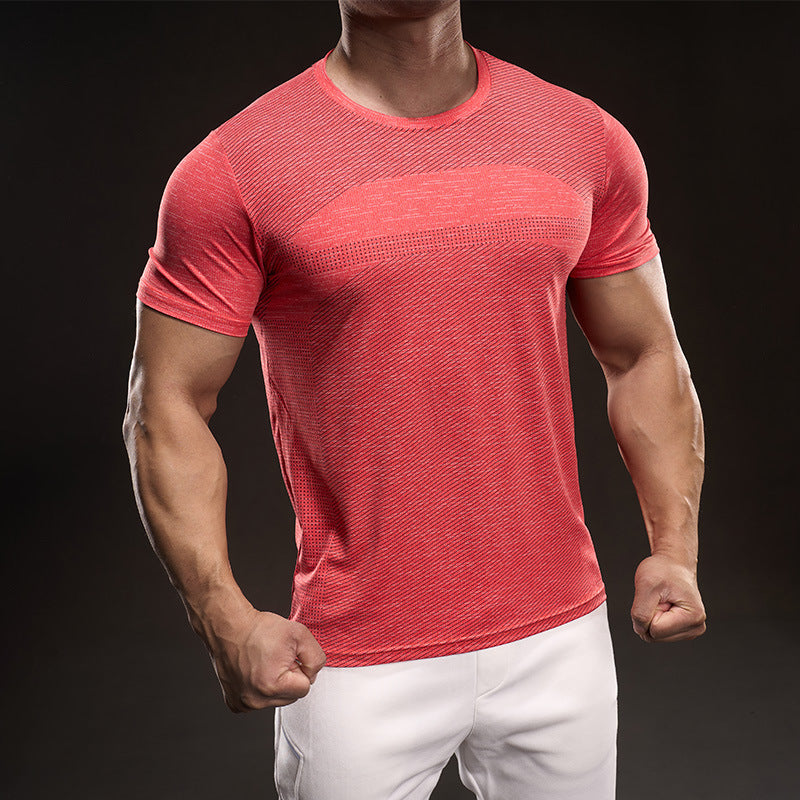 Breathable Men's Training Shirt in Red - Lightweight Quick-Dry Tee Front | GearrUp