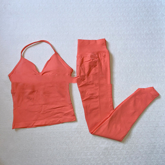 Sports Yoga Pants Back-shaping Camisole Waist-cinching Workout Tank Top And Long Pantscomplete Outfit Set