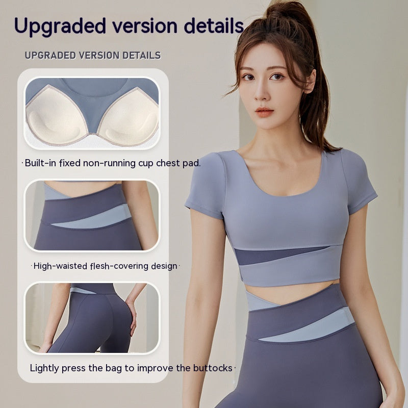 Women's One-piece Chest Pad Top Pants Workout Clothes Suit