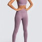 Dark Brown Solid Color Sports Bra and High Waist Leggings Active Set