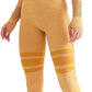 Workout Sets Women 2 Piece Gym Outfits Seamless Yoga Long Sleeve Crop Top Stripes Legging Mesh Yellow Medium