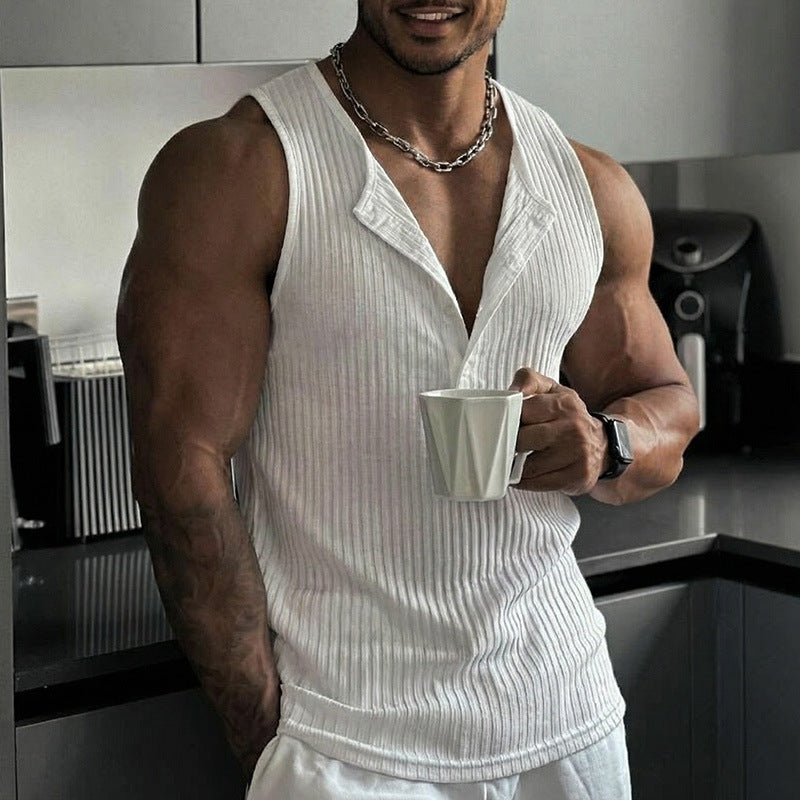 Premium Multi-Button Ribbed Fitness Shirt for Men - GearUp