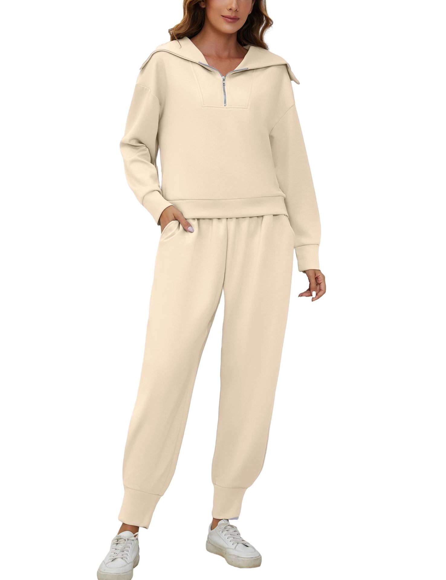Urban Lounge 2-Piece Set – Long-Sleeve Lapel Top & High-Waist Pants