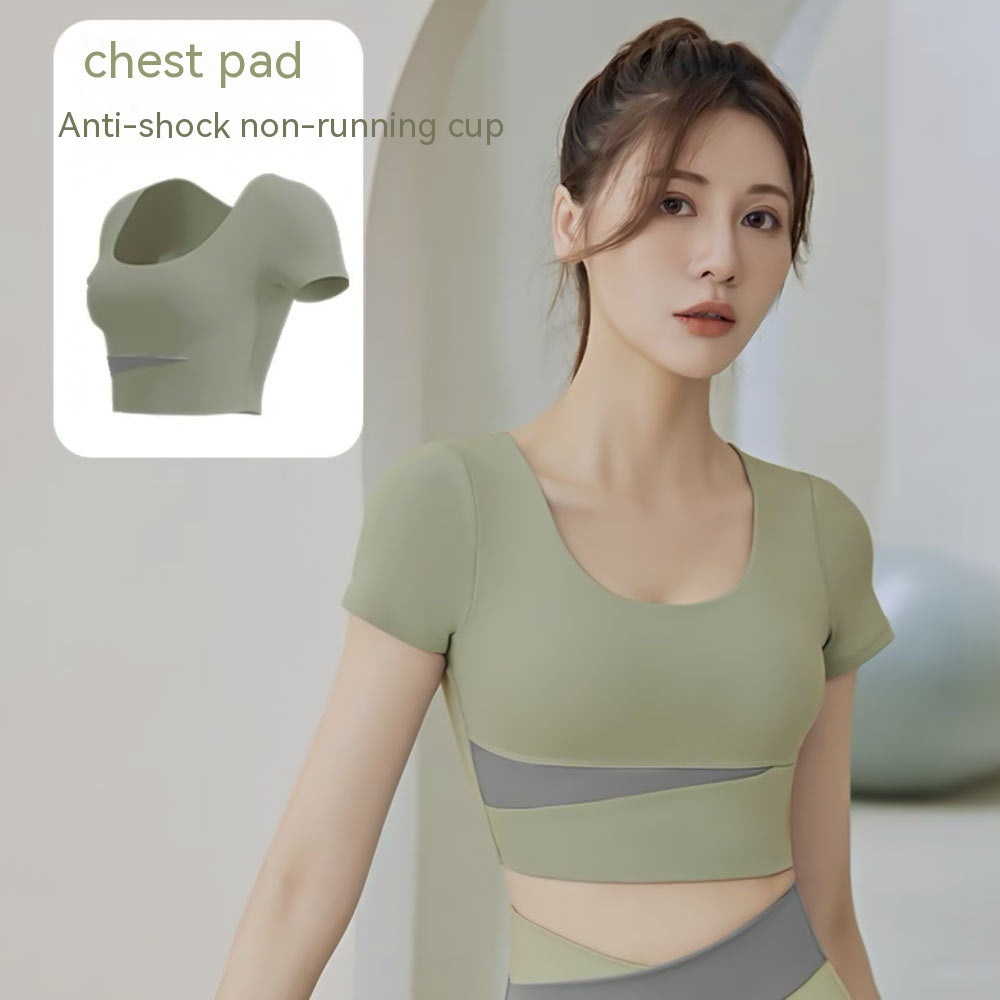 Women's One-piece Chest Pad Top Pants Workout Clothes Suit