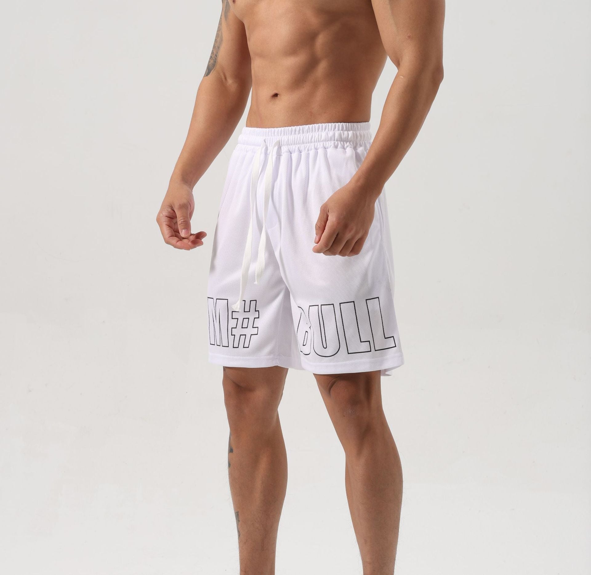 Men wearing fitness breathable ice silk shorts in multiple colors and sizes