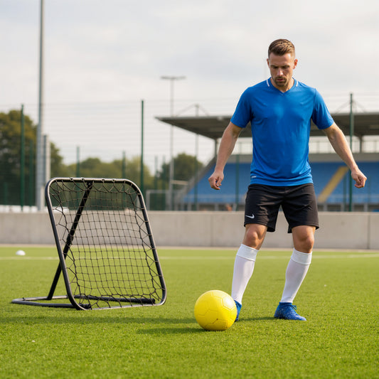 Soccer Rebounder Net, 3' x 3', Angle Adjustable Portable Training Goal Net with Quick Folding Design, Sturdy Metal Tube